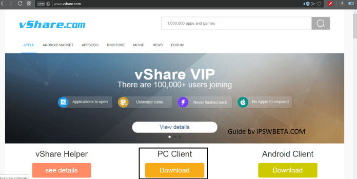 How to install ipa files with vshare pc client
